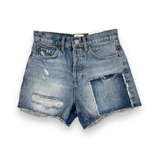 BDG Urban Outfitters Pax High Waist Patchwork Denim Jean Shorts Size 25 NEW
